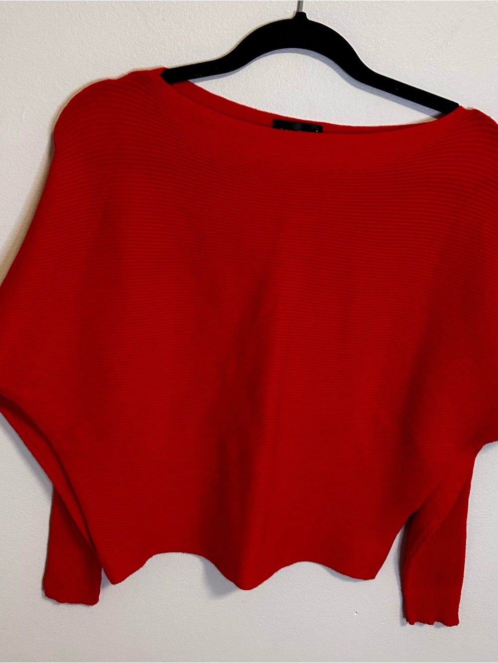 Say What? Red Ribbed Scoop Neck Sweater